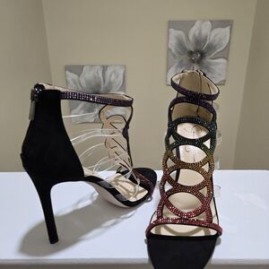 *BRAND NEW* Jessica Simpson Black and Multicolor Strappy Heels